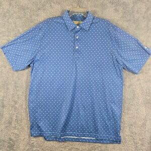 Donald Ross Mens Large Blue Thistle Print Performance Golf Polo Shirt RN127277
